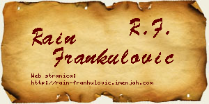 Rain Frankulović vizit kartica
